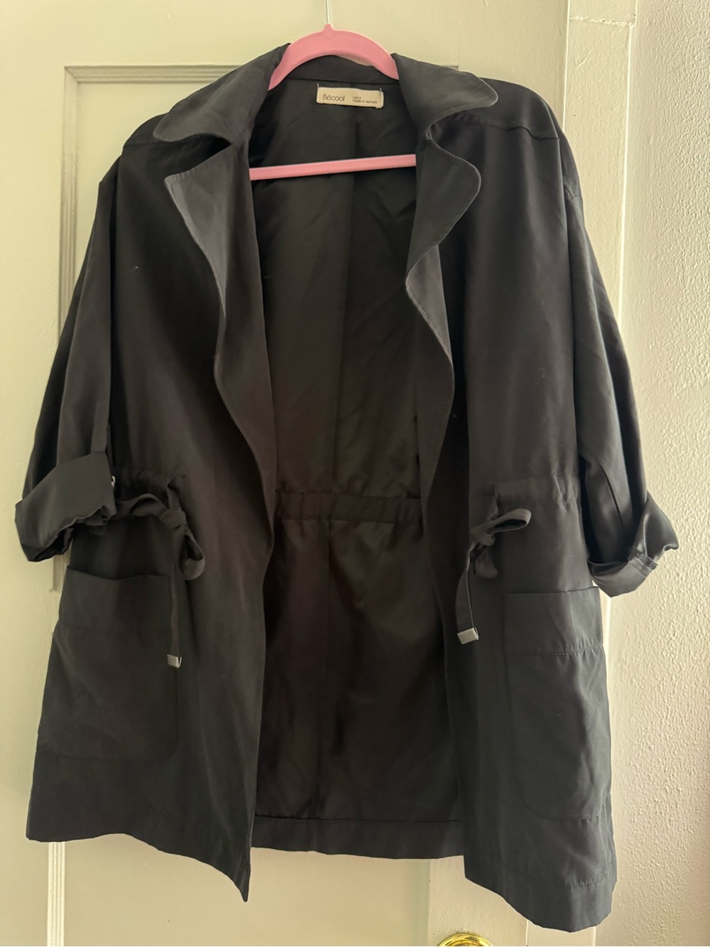 BE COOL Black Lightweight Trench Coat with Roll-Tab Sleeves
